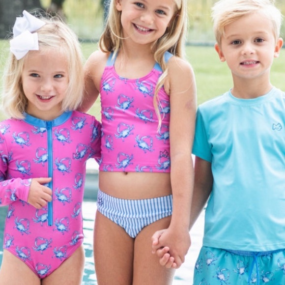 PRODOH Tournament Time Bikini set Strawberry Moon Crab print toddler girl swim - Picture 7 of 7